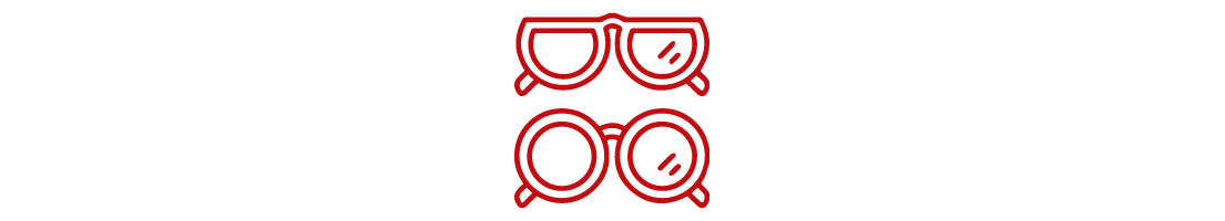 Armações de Óculos de Diferentes Formatos
